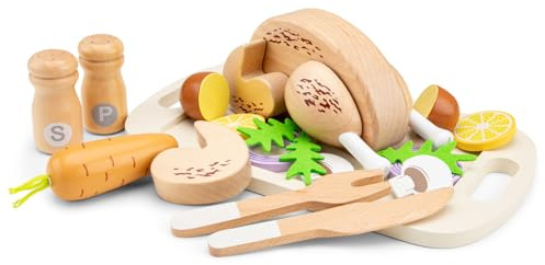 Woet® Wooden Toy Roast Chicken Dinner Set with Serving Tray