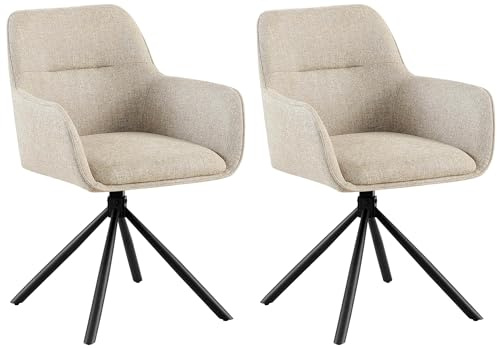 CLP 2er Set Stuhl Tipton Stoffbezug I Schwenkbarer Esszimmerstuhl mit Stoffbezug I Polsterstuhl mit Rückenlehne I Sessel Farbe Taupe