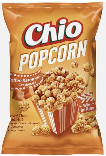 Chio Popcorn Toffee Karamell - Popcorn au caramel toffee, parfait pour les soirées cinéma - Compatible avec Chio - 120g