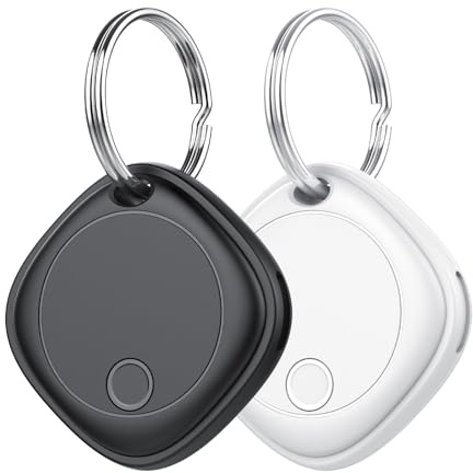 Smart Air Tag Tracker 2 Pack, Buscador de Objetos Bluetooth Funciona con Buscar Apple (Sólo iOS, Android no Compatible), Rastreo Mundial, Rastreador para Llaves/Equipaje/Cartera, Batería Reemplazable