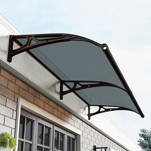 Tenda parasole per porta anteriore con staffa in alluminio per protezione UV pioggia neve grigio fumo 61 x 101,6 cm