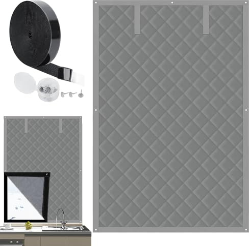 Cortina térmica de ventana – Lona protectora protectora protectora contra viento, protección acústica y térmica, cortinas de invierno para cocina, dormitorio, balcón