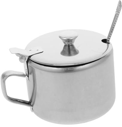 ELAYARD Azucarero Inoxidable Tarro para Condimentos con Tapa Diseño Compacto Mango Incluido para Cocina Uso Doméstico 1