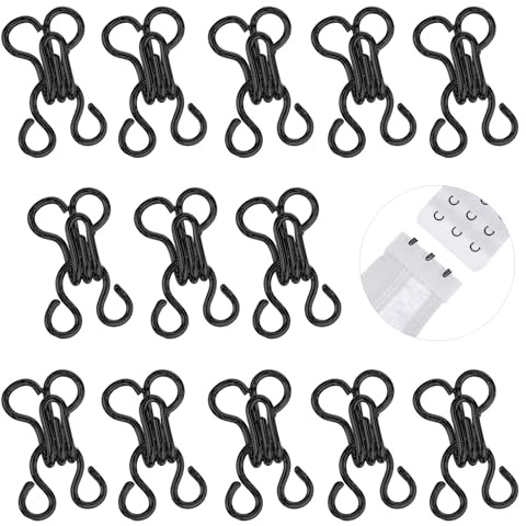 ValueBargain 130 Set Hook and Eye Fastenings for Clothes, Metal Closure Fasteners, Replacement for Bra Clothing Trousers Skirt DIY Craft Sewing Supplies (Black)