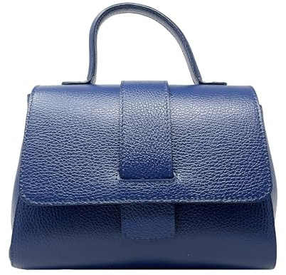 Chicca Borse Borsa a Mano Elegante con Tracolla da Donna in Pelle (Blu Notte)