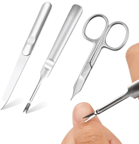 JYNVO Forbicine Cuticole Professionali Set da 2 Pezzi - 1 Lama Dritta, 1 Punta Curva - Extra Fini & Affilate - Acciaio Inossidabile - Per Taglio di Precisione Cuticole e Forbici Unghie Piedi