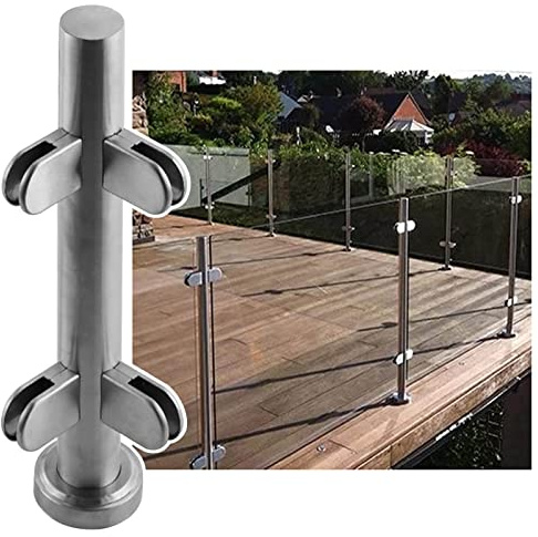 Postes de barandilla de vidrio para patios y balcones, sistema de balaustrada de vidrio duradero con abrazaderas, ideal para cubiertas y vallas elegantes, fácil de instalar