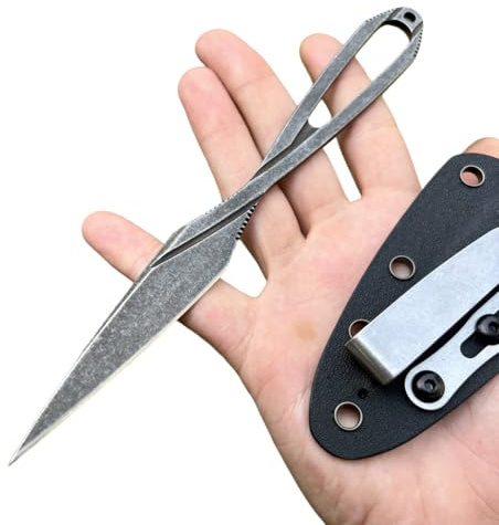 Obespina Petit couteau lame fixe acier D2 noir étui kydex découpe papier carton simple tranchant cadeau homme fête père randonnée camping poche collection full métal extérieur edc original