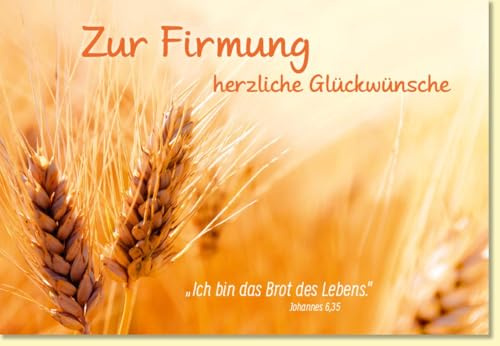 Gutsch Verlag Glückwunschkarte zur Firmung mit Weizen Ähren und Bibelvers Johannes 6 35 christliche Grußkarte für Jungen und Mädchen - mit Umschlag