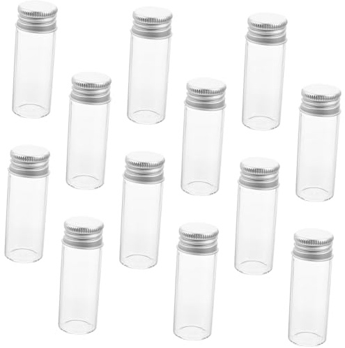 CONGARTENO 20 pcs Clear Glass Storage Bottles with Aluminum Lids Small Reusable Transparent Glass Containers for Tea Sugar Spice Preserving and Craft Storage