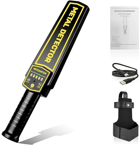 HEYOURTOR Handheld Metal Detector Wand, Rechargeable Security Scanner with Adjustable Sensitivity, Detect All Metals (with Built-in Battery and Charging Line)
