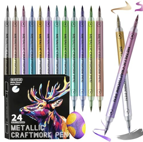 Marqueurs - 12 Pièces Pointe à Séchage Rapide | Feutres de chantier d'huile Fournitures de Scrapbook - Pour Papier Bois Tissu Toile Adultes École Anniversaire Fête Cadeaux