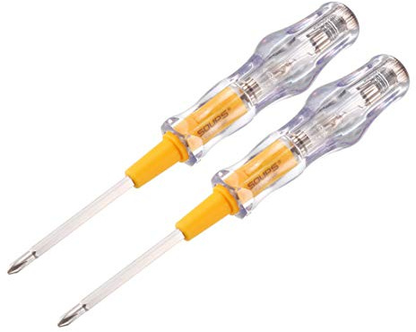 sourcing map Voltage Tester AC 100-500V with 3.5mm Slotted Phillips Screwdriver for Circuit Test, Clear and Orange, Pack of 2