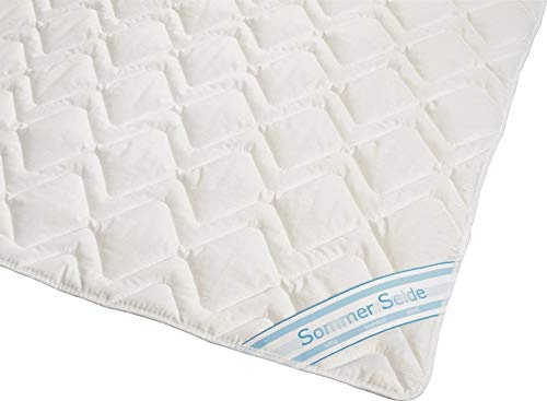 betten-traum-land Wildseide Sommer Bettdecke Steppdecke Silk-Wash Füllung 60% Seide 40% Baumwolle GOA Bezug 100% Baumwolle (135x200 cm)