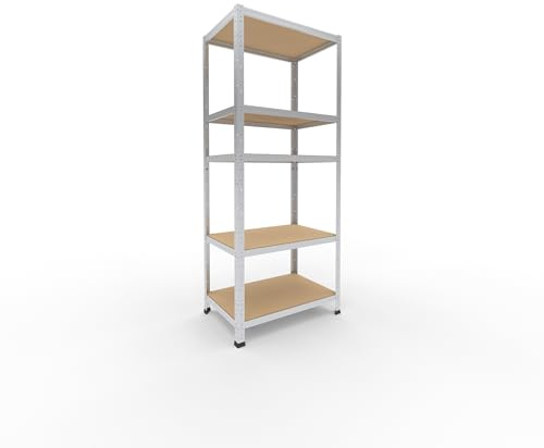 shelfplaza Home 180x75x50cm Schwerlastregal verzinkt mit 5 Böden x 175kg | Kellerregal · Lagerregal · Metallregal · Regale für Kellerraum · Steckregal · Abstellraum Regal