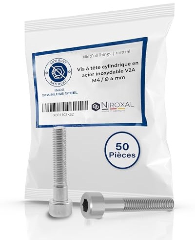 Edelstahl Zylinderkopfschrauben M4 (4 mm) V2A rostfrei DIN 912 / ISO 4762 | Innensechskant Schrauben | 40 mm Teilgewinde | Länge 40 mm | 50 Stück