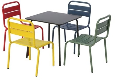 Alice's Garden - Salon de Jardin pour Enfants - Anna - Multicolore. 4 Places. Table et chaises. 48x48cm