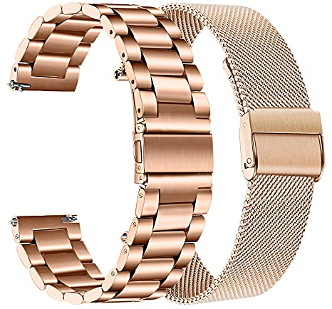 TRUMiRR Armband Kompatibel mit Garmin Vivomove Trend/Sport/Venu Sq 2 Music/Venu Sq Music/Venu 2 Plus, 20mm Gewebt Edelstahl Metall Uhrenarmband Armband für Garmin Vivomove Trend/Venu Sq Music