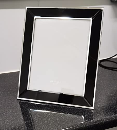 DEENZ New Black Glass Photo Frame Mirrored Border For 8X10 Inch Photo