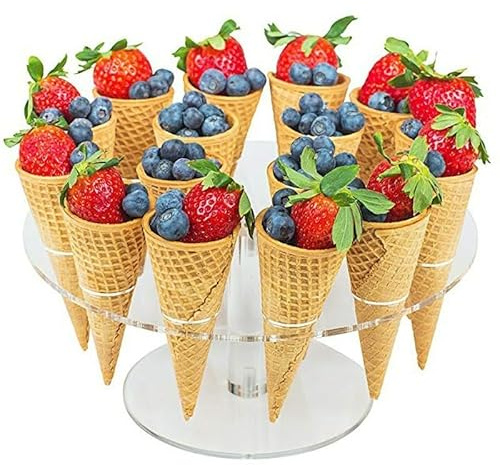 CEWROM Eistüte Halter, 16 Loch Acryl Eistütenhalter, Eiszapfenhalter, Acryl Eistüte Cupcake Waffelkegel Display Ständer, Eiscreme Schneekegel Rack für Geburtstagsparty Hochzeit Kuchenladen Büfett