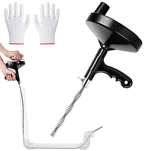 Serpente sbloccante di scarico a coclea, 7,62 m, strumento professionale per sbloccare lo scarico del WC con guanti, sblocco flessibile per tappo a serpente idraulico per bagno/lavello della cucina