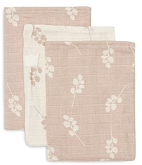 Jollein 536-848-67042 Waschlappen/Waschhandschuhe 3er Set Twig rosa/weiß (15x20 cm)
