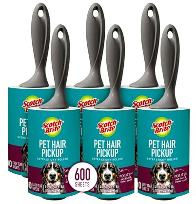 Scotch-Brite Pet Extra Sticky Hair Lint Roller 6 Rollers 600 Sheets