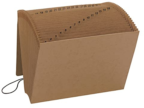 Smead Fächermappe mit Klappe und Kordelverschluss, 31 Taschen, täglich (1-31), Briefgröße, Kraft (70168), 6 Stück