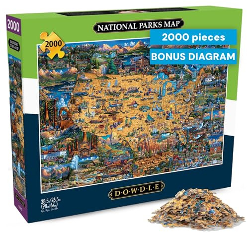 Buffalo Games - Dowdle - National Parks Map - 2000 Piece Jigsaw Puzzle for Adults Challenging Puzzle Perfect for Game Nights - Finished Size 38.50 x 26.50
