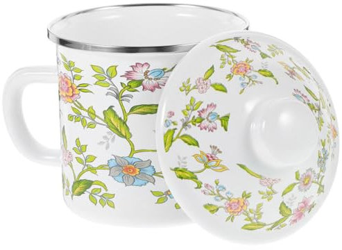 ABOOFAN Emaille-Teetasse Mit Deckel 42 2 Oz/1250 Ml Vintage-Teetasse Porzellantasse Emailleware Metalltasse Teetasse