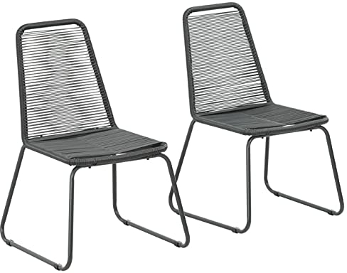 ShGaxin Gartenstühle 2 STK. Gartenmöbel, Balkonstühle, Balkonmöbel, Bistrostuhl, Garten Stühle, Armlehnenstuhl, Poly Rattan Schwarz