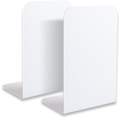 Quixotical 2 Pezzi FermaLibri, Fermalibri Metallo per Mensole Bianco, 21 x 9 x 13.5 cm Fermalibri per libri, Reggi Libri per Antiscivolo, per Scuola, Casa, Ufficio, Biblioteca