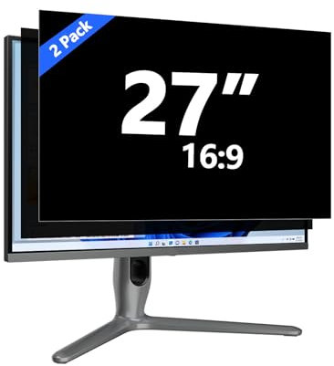 TomDetm [2-Pack] 27 Inch Computer Privacy Screen for 16:9 Monitor, Removable Anti Glare Blue Light Filter & Anti-Scratch Protector Film - Eye Protection Privacy Shield for Desktop Monitors
