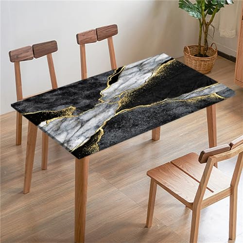 Morbuy Rechteckige Elastische Tischdecke, Marmor Drucken wasserdichte Gartentischdecken Quadratisch Angepasste Tischdecke Abwischbar Tischdecken Tischtuch Tischschutz (80x80cm,Dunkelgrau)