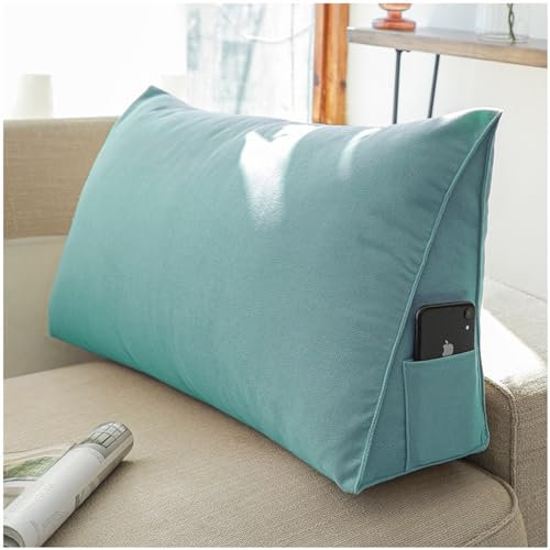 ZTGL Rückenkissen Lesekissen für Bett, Comfortable Rückenlehne Dreieckigen Sofakissen Wandkissen Bett für Lesen Schlafzimmer Erkerfenster Kopfenden Tatami Der,Sky Blue,120x20x35cm