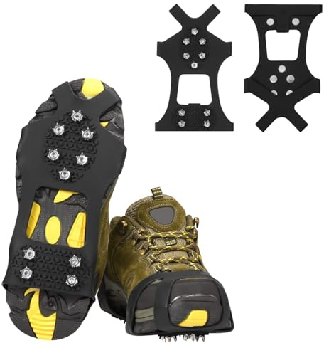 willceal Eisstollen, Eiszange, Traktionsstollen, Schuhe und Gummistiefel für Schneeschuhe, Steigeisen mit 10 Stahlspikes zur Vermeidung von Kampfaktivitäten im Freien