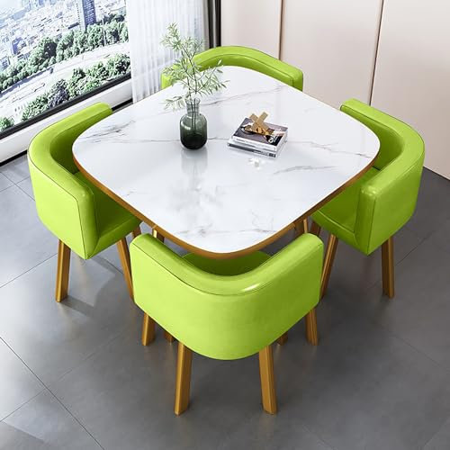 Rundes Esstisch-Set mit 4 Stühlen für Küche, Esszimmer, 80 x 74,9 cm, modernes Möbelset für kleine Räume, 5-teiliges Esszimmer-Set, runder Konferenztisch mit Frühstücksbar, schwarzes Holz-Finish