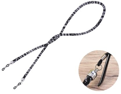 ROMISBABA Cadena Para Gafas Étnica De Algodón Grueso y Lana Cordón Ajustable Para Sujetar Gafas Unisex Color Negro