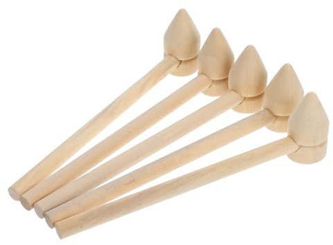 IWOWHERO 5pcs Small Wooden Hammer for Boys and Girls Plaything Miniature Woodworking Tool Portable Mallet Assemble Build Game Boy Girl Construction Prop Multi-use Toy Wooden Pounding Hammer