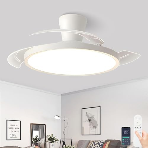 Fachae 105cm Silenzioso a Scomparsa per Camera da Letto e Telecomando | 6 Velocità,Reversibile,Tempistica,Intelligente Ventola Lampadario Lampadario Ventilatore da Soffitto Led Dimmerabile