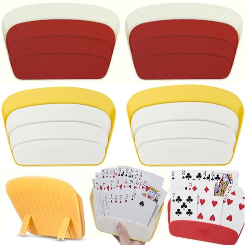 JIAMIAN 4PCS Soportes de póquer, soportes para niños, juegos de cartas de lujo, soportes de póquer para discapacitados, tarjetas de póquer impermeables, adecuados para actividades interiores y exterio