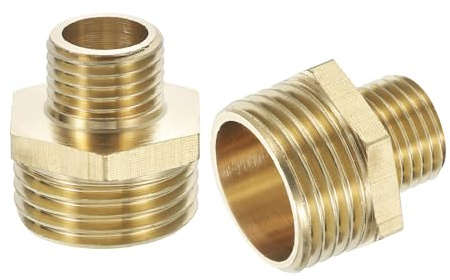 QUARKZMAN Accesorio De Tubería De Latón, 4Pcs G1/2 Macho x G1/4 Hembra Reductor Hexagonal, Adaptador De Manguera De Jardín, Accesorios De Tubería Para Conexión De Agua, Gas, Oleoductos