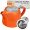 posud Teapot with Infuser – Ceramic Teapot with Strainer for 2 Cups – 550ml Small Tea Pot Infuser for Loose Tea – Stump Tea Pot with Filter for Two (Orange)