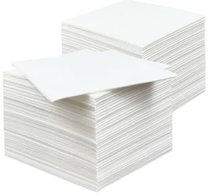 KLEENDOL Linen-Feel Napkins,Cocktail Disposable Napkins,Strong Serviettes Napkin,Elegant White Paper Napkins for Christmas,Parties,Halloween,Thanksgiving,100 Count,White