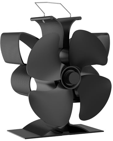UZIMOO Ventilateur Poele à Bois, 4 Pales Ventilateur Cheminée Silencieux Alimenté Par la Chaleur pour Poêle à Bois/Cheminée/Gaz/Bûches de Poêle