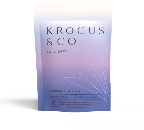 Earl Grey | Premium Single-Estate Black Tea with Cold-Pressed Bergamot Oil | Bold, Citrusy & Sophisticated | Whole Leaf | 28 Pyramid Tea Bags | Krocus & Co.