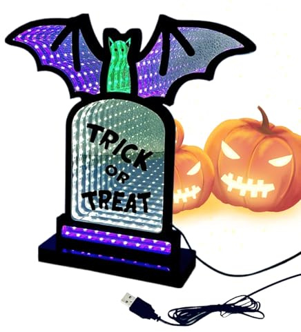 Luce notturna fantasma | Pietra tombale luce notturna con supporto, illuminazione da tavolo alimentata tramite USB, decorazione per casa, cortile, famiglia, vacanze, riunioni, camera da