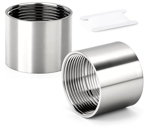ERGAOBOY 2Pcs SS304 1-1/2 Female BSP Threaded Straight Coupling Fitting | Equal female threaded sleeves, straight pipe extending, airtight tight seals, suitable for fluid pipeline connection