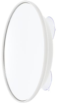 TOPPERFUN Espejo De Aumento Ventosa 10x Diámetro 150 Mm Blanco para Baño Maquillaje Portátil