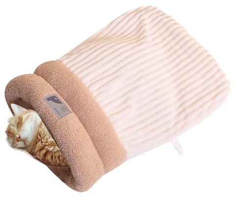 Cat Sleeping Bag, Cosy Cat Sleeping Bag, Partially Closed Design, Cuddly Cave for Winter, Autumn, Car, Travel, Home, Christmas